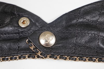 Lot 5 - A Chanel by Karl Lagerfeld black lambskin bandana/neckerchief, 'Chalet Gardenia' collection, Autumn-Winter 2019-2020