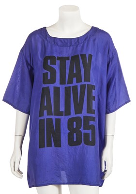 Lot 613 - A Katharine Hamnett 'Stay Alive in 85' silk T-shirt, 1984