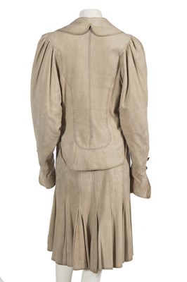 Lot 688 - A Bill Gibb taupe suede suit, circa 1972