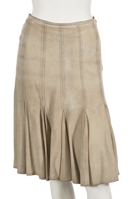 Lot 688 - A Bill Gibb taupe suede suit, circa 1972