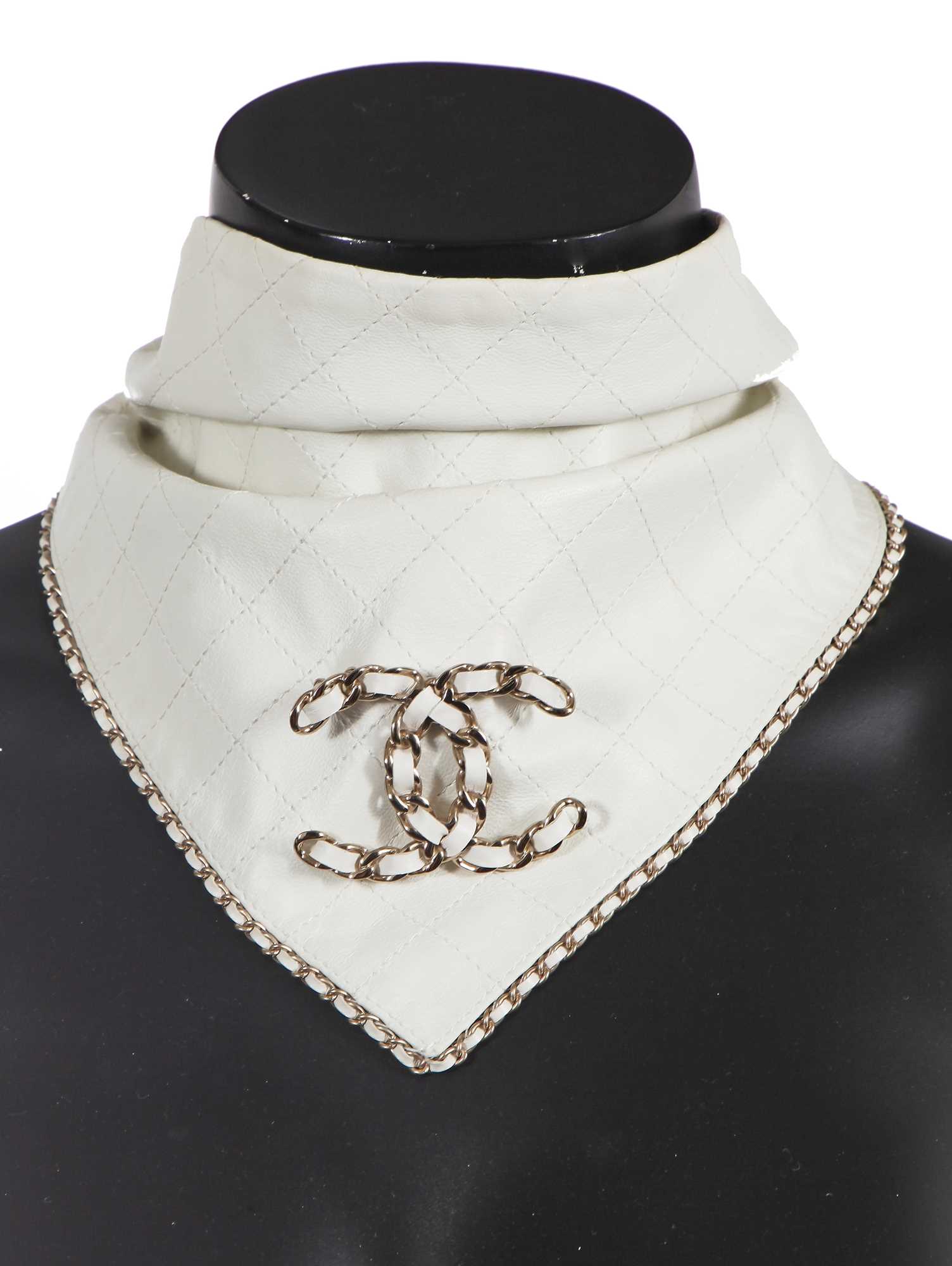Lot 186 - A Chanel by Karl Lagerfeld white lambskin bandana/neckerchief, 'Chalet Gardenia' collection, Autumn-Winter 2019-2020