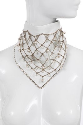 Lot 1 - A Chanel by Karl Lagerfeld white lambskin bandana/neckerchief, 'Chalet Gardenia' collection, Autumn-Winter 2019-20