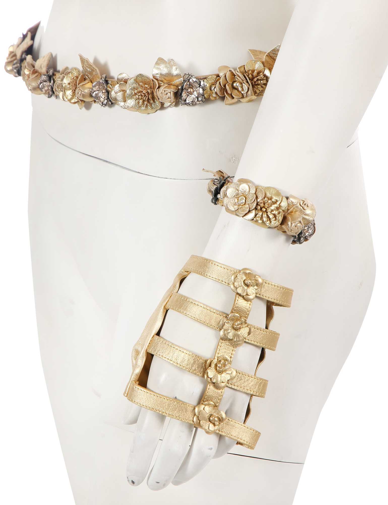 Lot 191 - A group of Chanel by Karl Lagerfeld gold leather accessories, ‘La Modernité de l’Antiquité’ collection, Cruise 2018