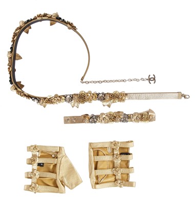 Lot 191 - A group of Chanel by Karl Lagerfeld gold leather accessories, ‘La Modernité de l’Antiquité’ collection, Cruise 2018