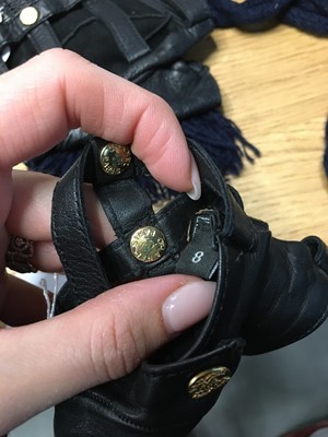 Lot 190 - A Chanel by Karl Lagerfeld blue wool belt and black leather mitts, ‘La Modernité de l’Antiquité’ collection, Cruise 2018