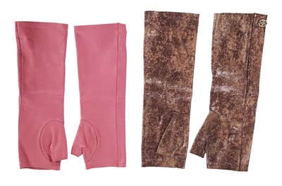 Lot 197 - Three pairs of Chanel by Karl Lagerfeld lambskin armwarmer-mitts, 2000s-2010s