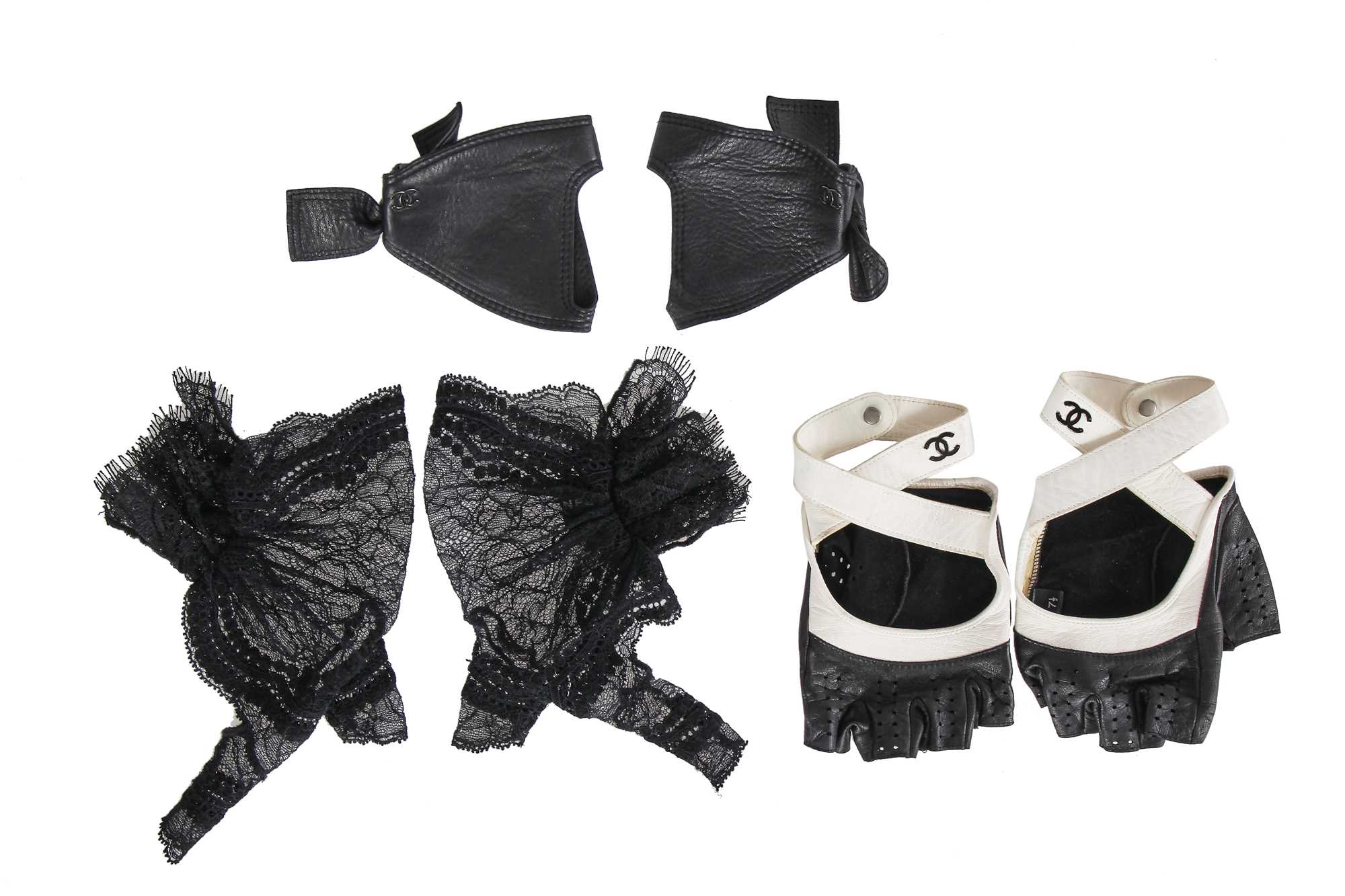Lot 203 - Three pairs of Chanel by Karl Lagerfeld glovelettes, 2000s-2010s