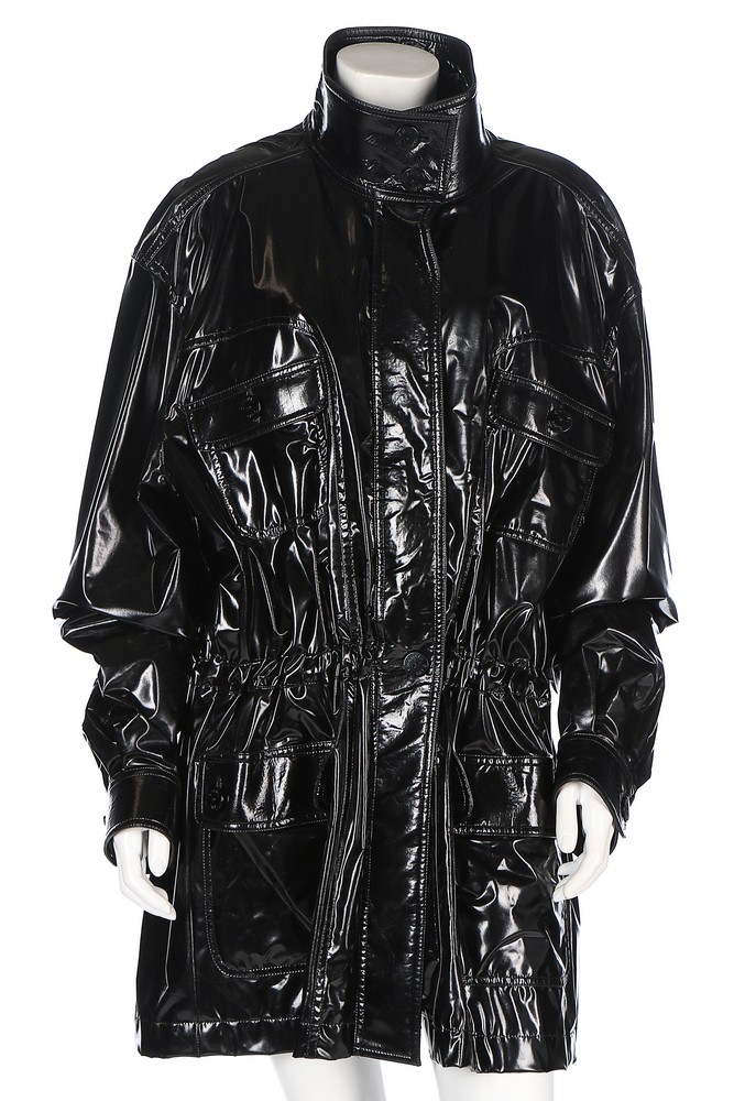 Lot 258 - A Chanel black PVC raincoat, 1997, labelled