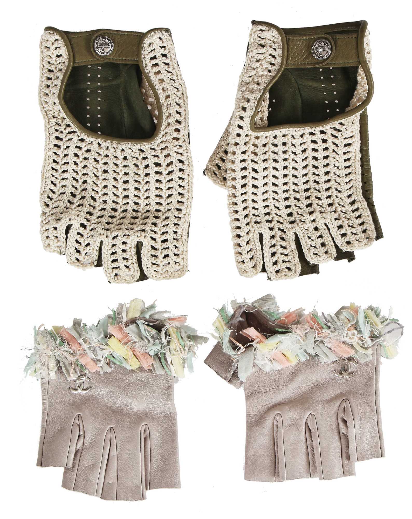 Lot 206 - Two pairs of Chanel by Karl Lagerfeld lambskin glovelettes, 2000s-2010s