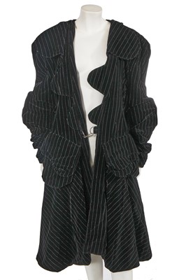 Lot 609 - A Rachel Auburn black and white striped velvet coat, circa 1987