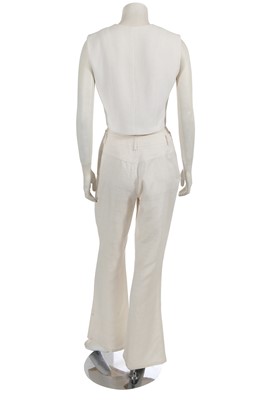 Lot 216 - A Chanel by Karl Lagerfeld white cotton and linen ensemble, 2000-2001