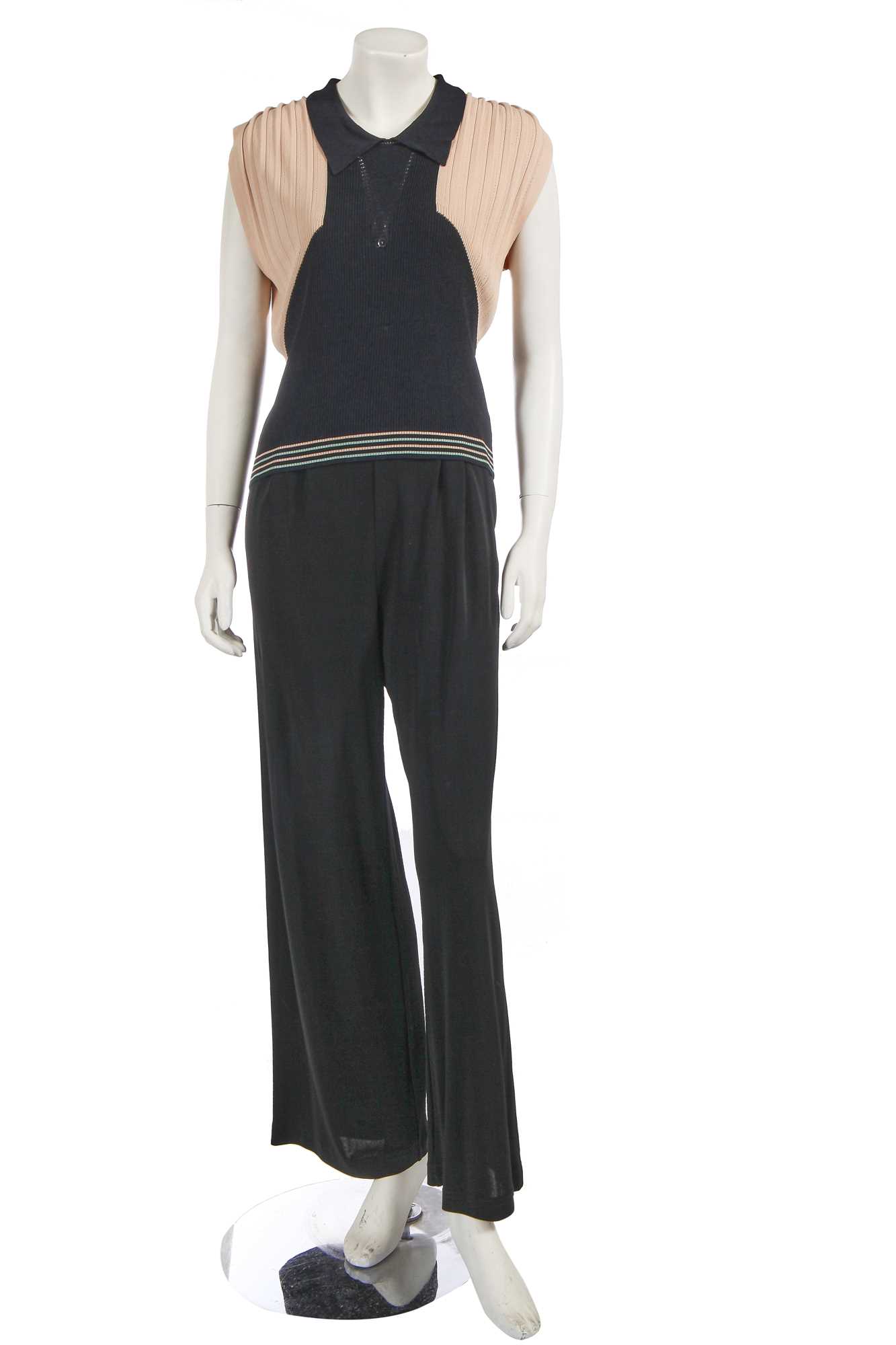 Lot 225 - A Chanel by Karl Lagerfeld black and pink jersey ensemble, 1990s-2000s