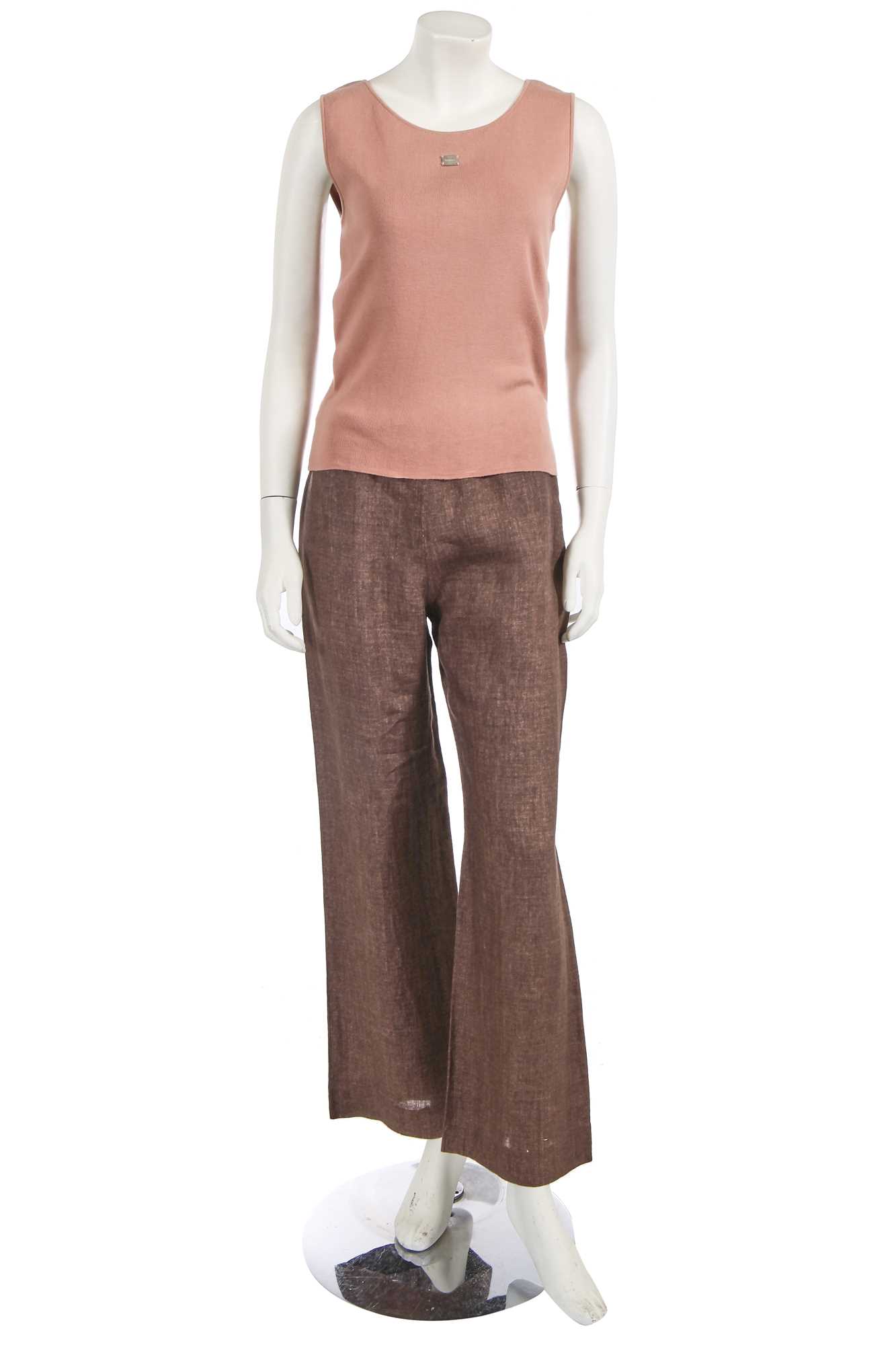 Lot 211 - A Chanel by Karl Lagerfeld pink and brown cotton ensemble, 2000-2002
