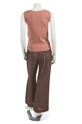 Lot 211 - A Chanel by Karl Lagerfeld pink and brown cotton ensemble, 2000-2002