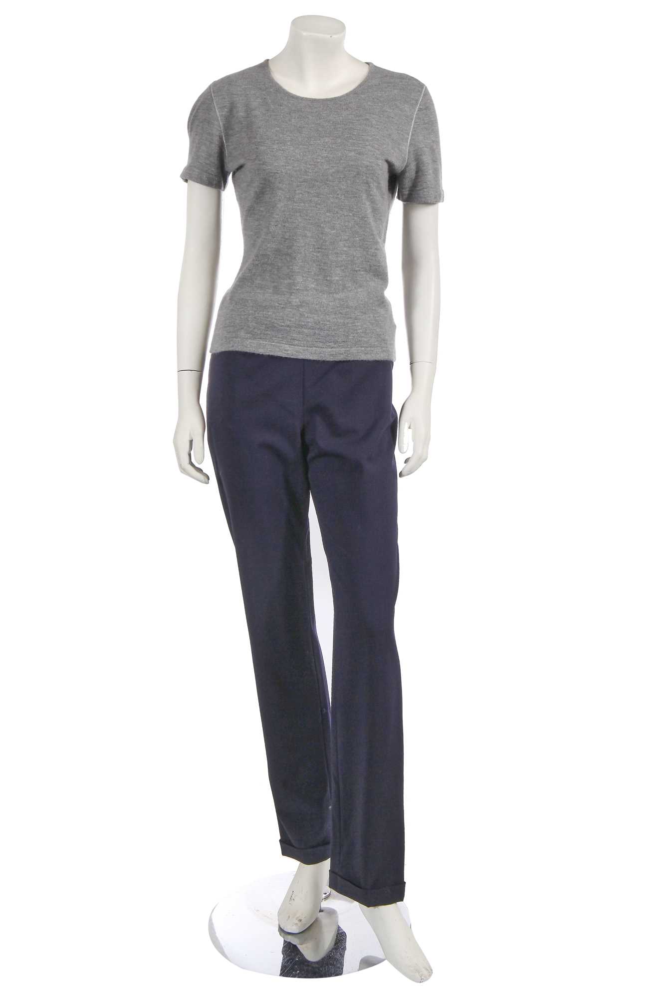 Lot 224 - A Chanel by Karl Lagerfeld grey and navy wool ensemble, 1999-2000