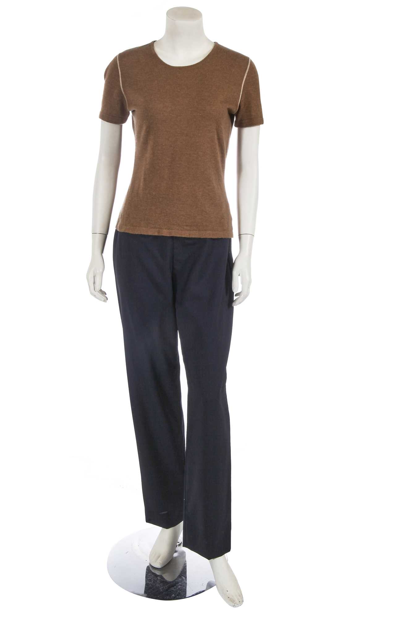 Lot 222 - A Chanel by Karl Lagerfeld brown and navy wool ensemble, 1999-2001