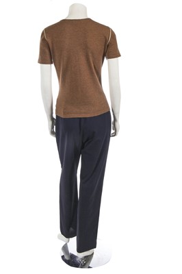 Lot 222 - A Chanel by Karl Lagerfeld brown and navy wool ensemble, 1999-2001