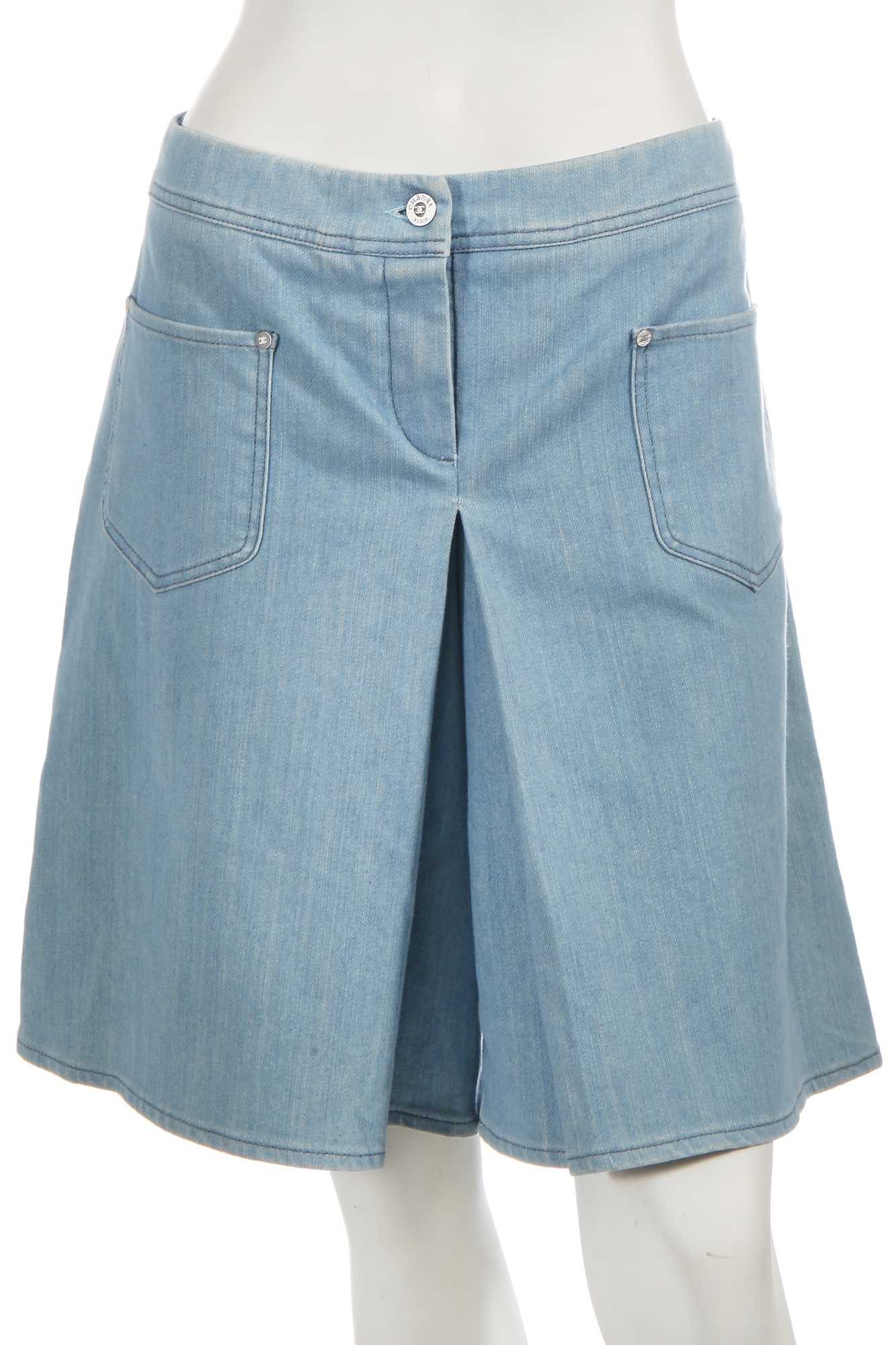 Lot 210 - A pair of Chanel by Karl Lagerfeld denim culotte shorts, Spring-Summer 2007