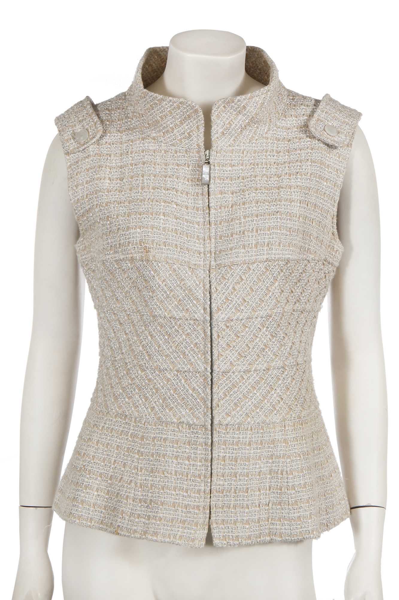 Lot 213 - A Chanel by Karl Lagerfeld cotton-blend tweed waistcoat, Spring-Summer 2001