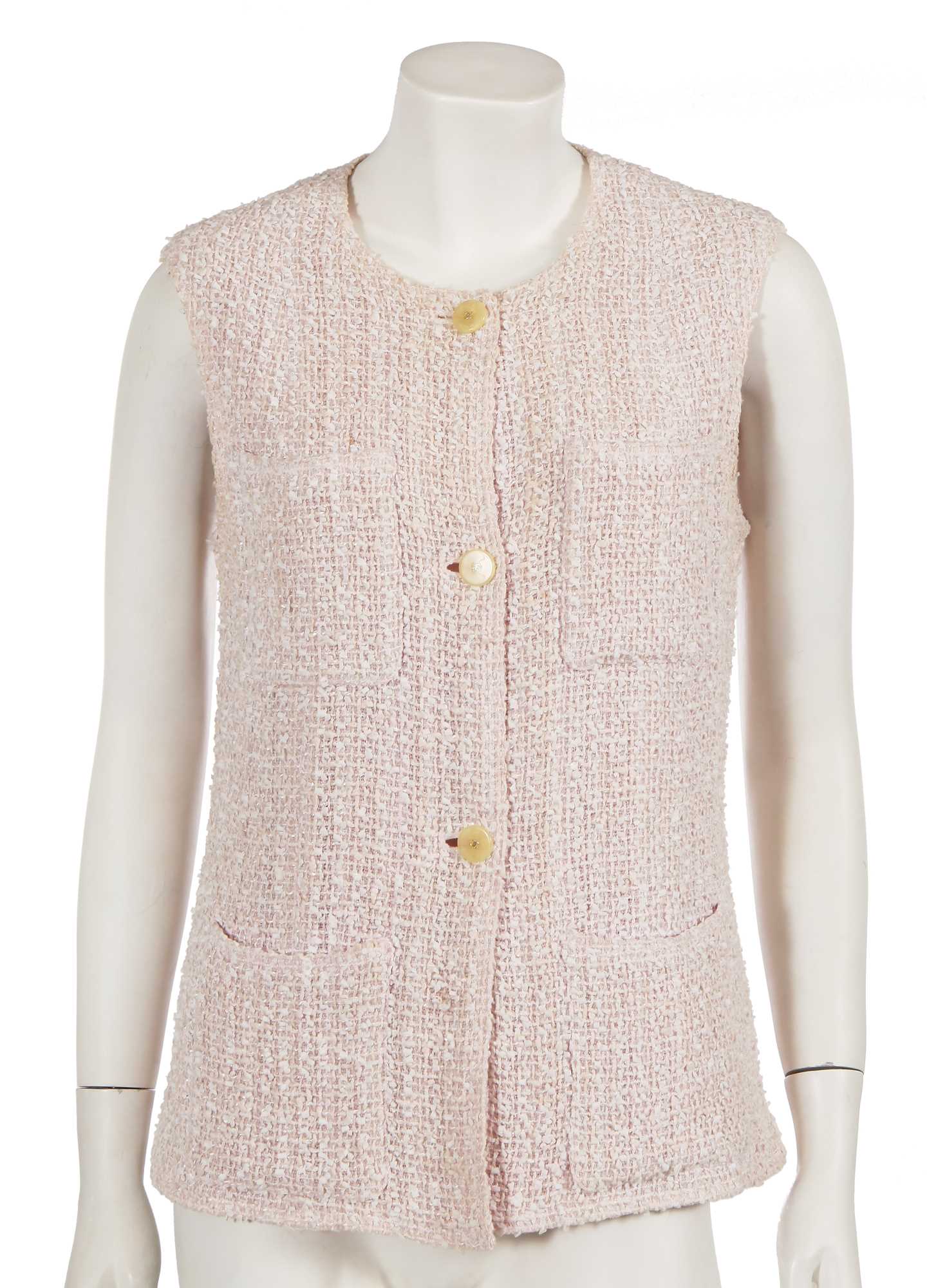 Lot 228 - A Chanel by Karl Lagerfeld pink tweed waistcoat, Spring-Summer 1999
