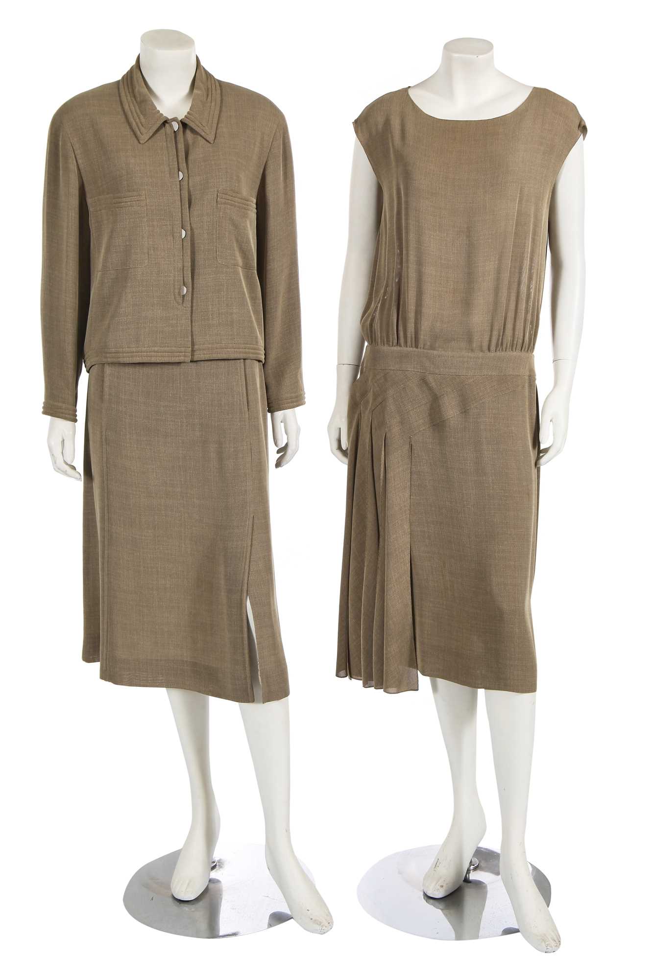 Lot 227 - A Chanel by Karl Lagerfeld buff viscose blend ensemble, Spring-Summer 1999