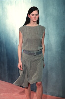 Lot 227 - A Chanel by Karl Lagerfeld buff viscose blend ensemble, Spring-Summer 1999