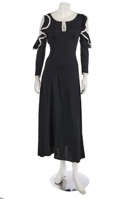 Lot 647 - An Ossie Clark black and white moss crêpe dress, 1972