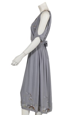 Lot 663 - A Janice Wainwright periwinkle blue embroidered dress, 1970s