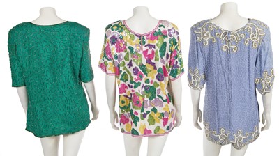 Lot 639 - A group of sequined dresses and blouses, 1980s