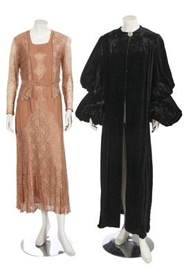 Lot 750 - A black velvet evening coat, late 1920s-early 1930s