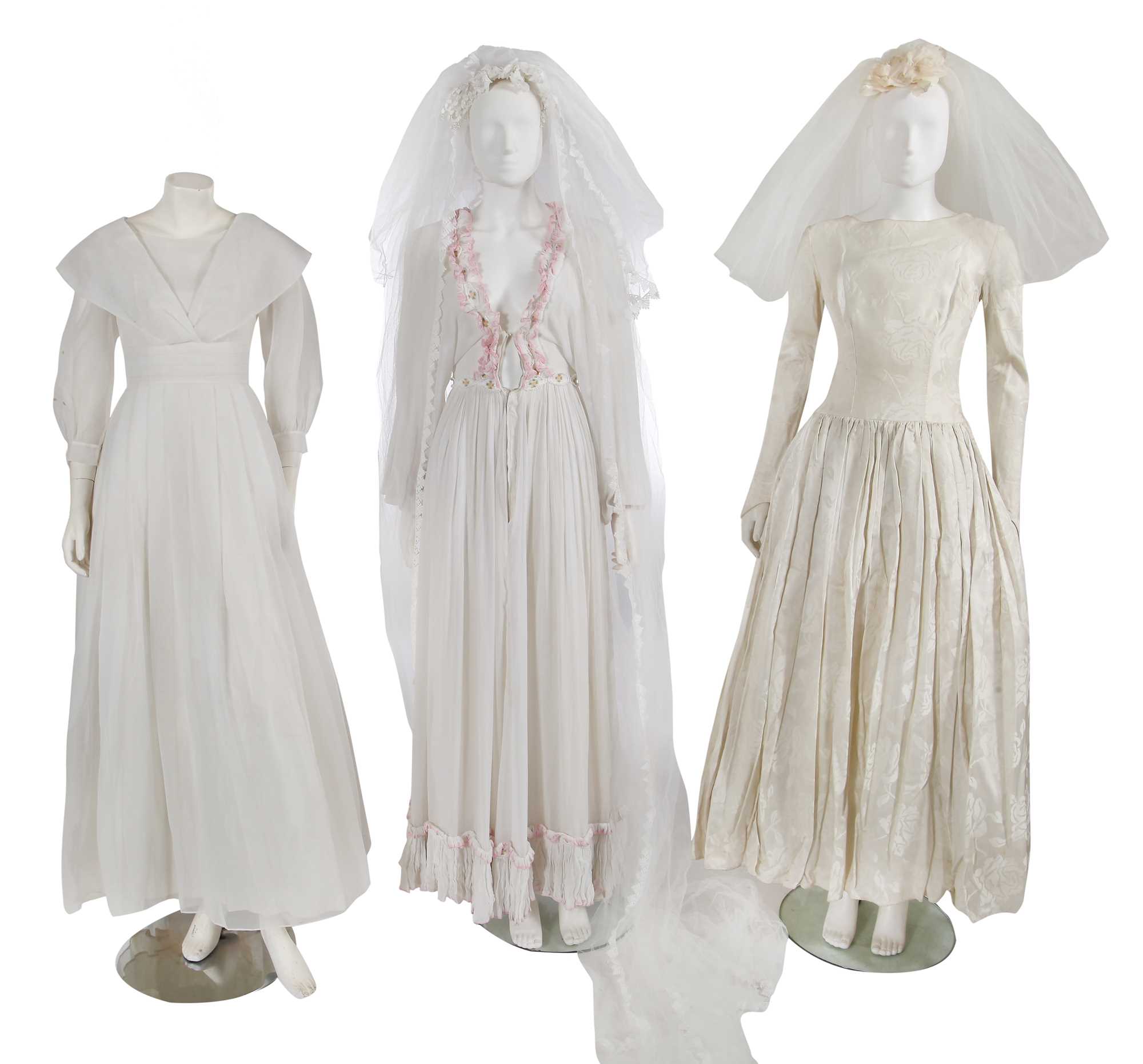 Lot 720 - A large group of wedding dresses, 1950s-1970s