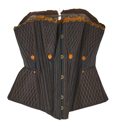 Lot 835 - A black wool corset, late 1870s-early 1880s