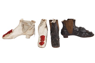 Lot 848 - Two pairs of ankle boots, 1870s