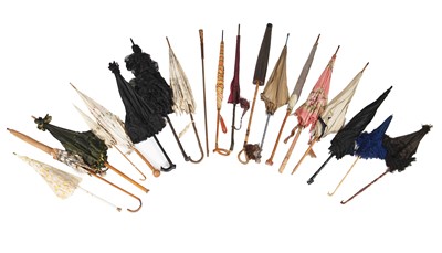 Lot 819 - A large group of parasols and umbrellas, mainly Victorian and Edwardian