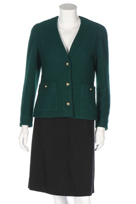 Lot 319 - A Chanel forest green boucle wool jacket,...