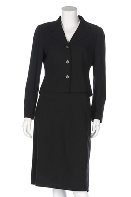 Lot 321 - A Chanel black wool suit, probably 1990s,...