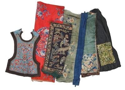 Lot 930 - A group of embroidered Chinese textiles, late 19th-early 20th century