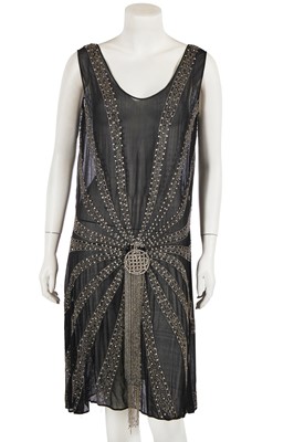 Lot 762 - A black beaded flapper dress, circa 1925