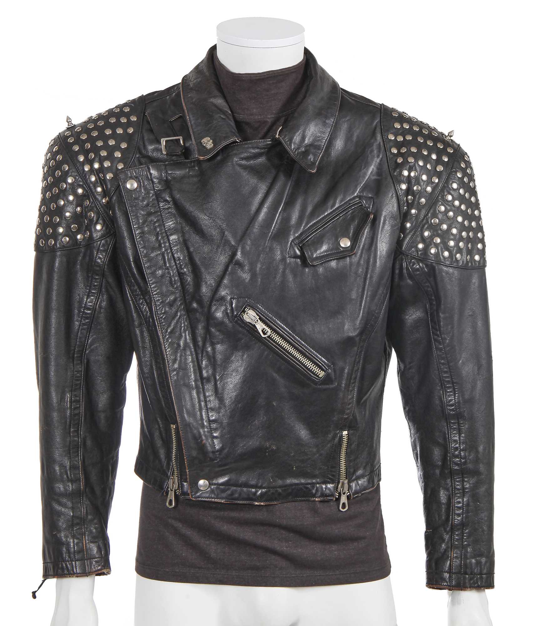Lot 97 - A Jean Paul Gaultier men's studded black leather jacket, ‘Les Rock Stars’ collection, Autumn-Winter 1987-88