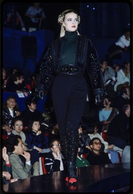 Lot 90 - A Jean Paul Gaultier men's black velvet three-piece ensemble, ‘Joli monsieur’ collection, Autumn-Winter 1985-86