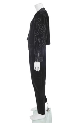 Lot 90 - A Jean Paul Gaultier men's black velvet three-piece ensemble, ‘Joli monsieur’ collection, Autumn-Winter 1985-86