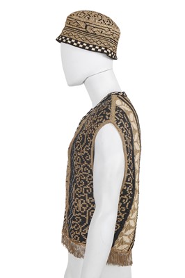 Lot 92 - A Jean-Paul Gaultier men's knitted and textured cotton/lurex waistcoat and hat, ‘Histoire d’homme’ collection, Spring-Summer 1986