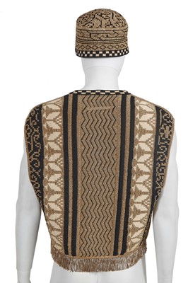 Lot 92 - A Jean-Paul Gaultier men's knitted and textured cotton/lurex waistcoat and hat, ‘Histoire d’homme’ collection, Spring-Summer 1986