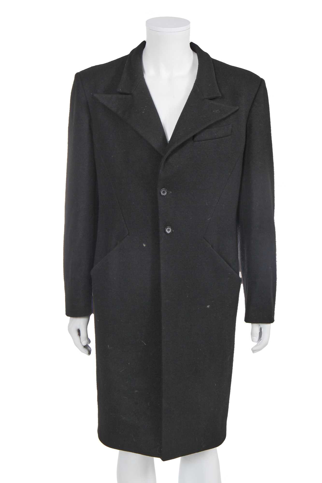 Lot 26 - An Alexander McQueen black Melton wool coat, probably 'Joan' collection Autumn-Winter 1998-99
