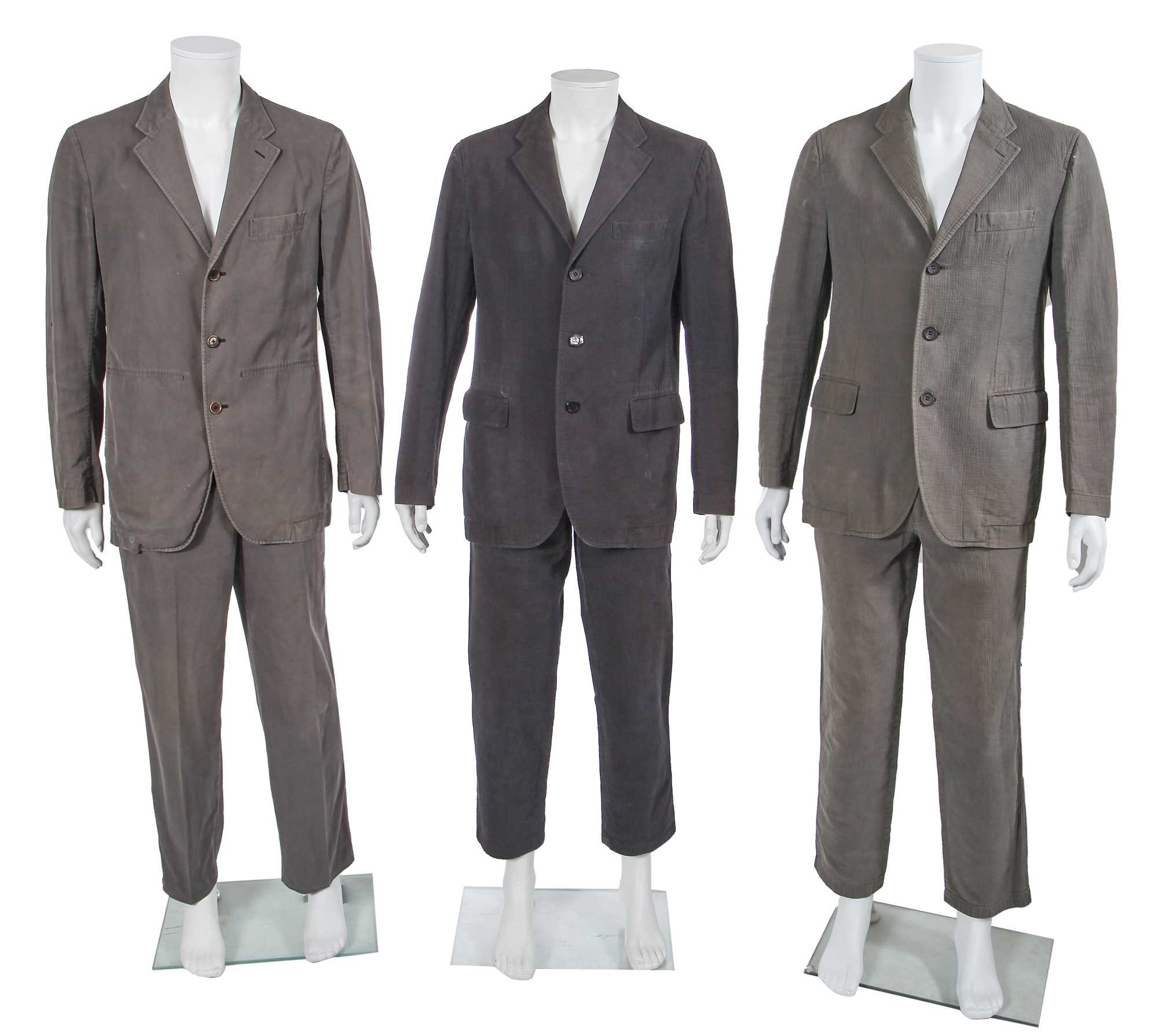 Lot 134 - Three Issey Miyake men's grey cotton suits, probably 2000s