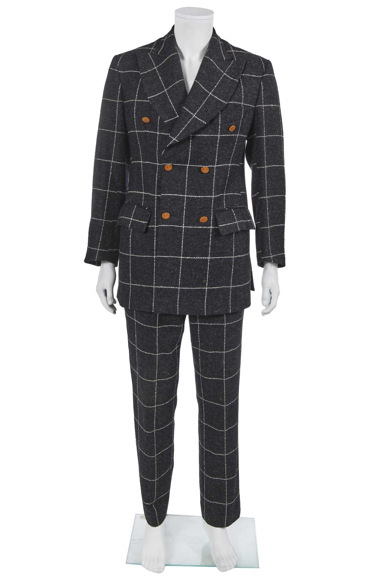 Lot 81 - A Vivienne Westwood men's grey windowpane check tweed suit, Autumn-Winter 1997-98