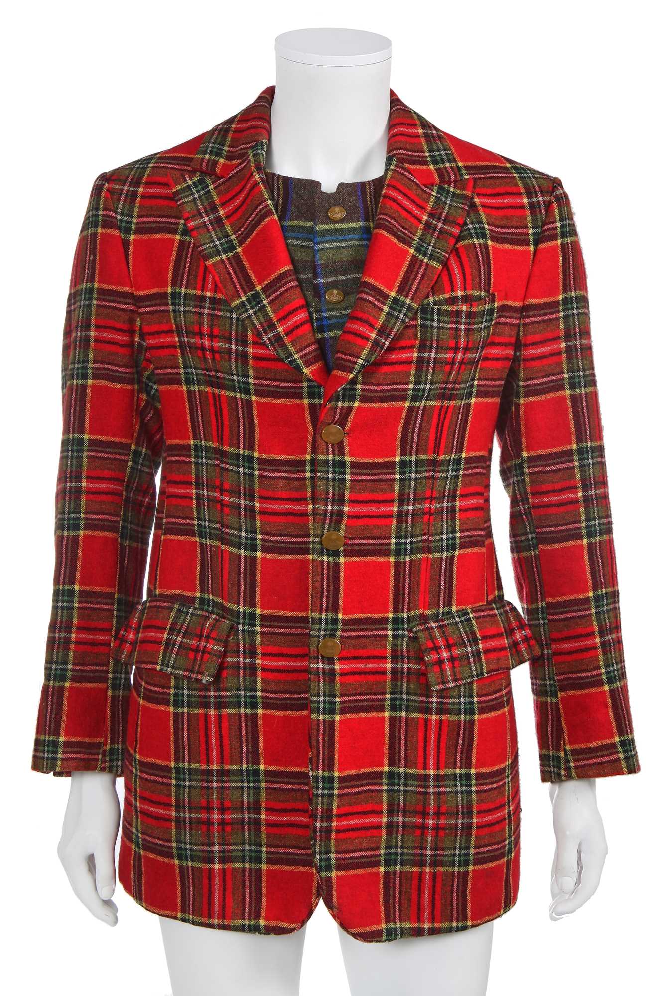 Lot 82 - A Vivienne Westwood men's tartan tweed blazer and waistcoat, circa 1997