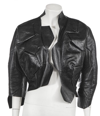 Lot 408 - A Comme des Garçons black synthetic leather 'football' jacket, 'Tomorrow's Black' collection, Spring-Summer 2009