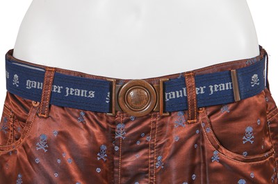 Lot 115 - A Jean Paul Gaultier skull and crossbones damask satin ensemble, 'Mad Max/Riders and Horsemen of Modern Times' collection, Autumn-Winter 1995-96
