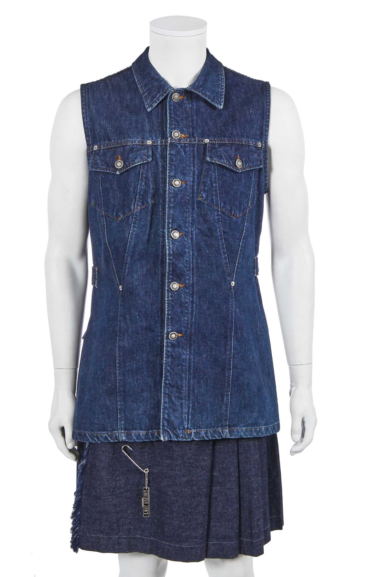 Lot 110 - A Jean Paul Gaultier denim kilt, ‘Les Tatouages/La Brute et le Raffiné’ collection, Spring-Summer 1994